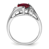 14k White Gold Created Ruby and Diamond Heart Ring